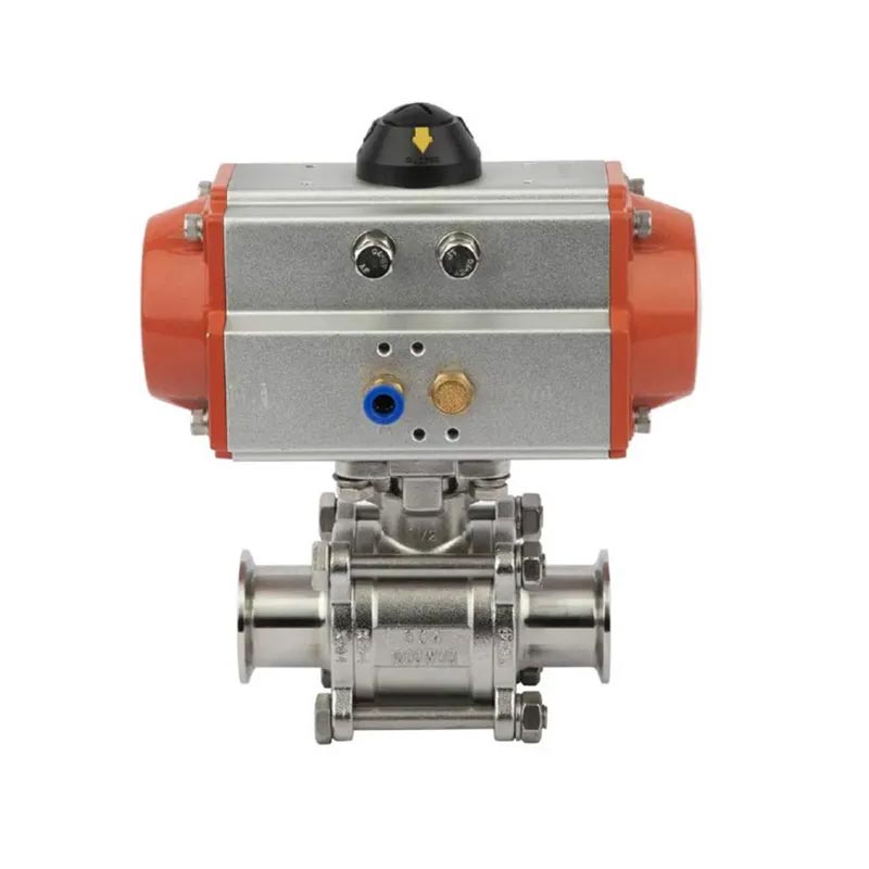  3-PC Clamped Sanitary Ball Valve with ISO 5211 Direct Mounting Pad